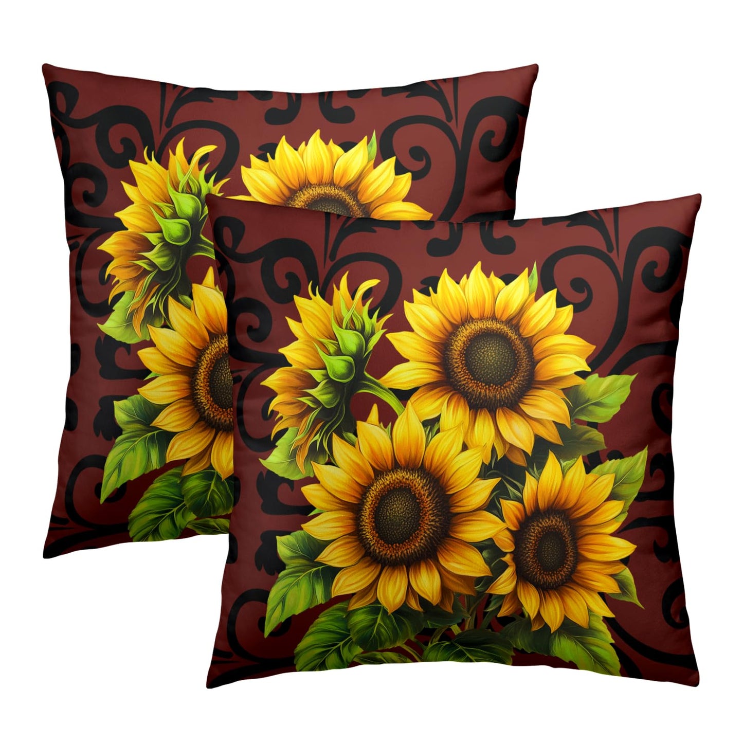 Giwawa Sunflower Floral Throw Pillow Covers 18x18 Inch Abstract Boho Decorative Pillow Case Set of 2 Couch Cushion Cover for Home Sofa Bedroom