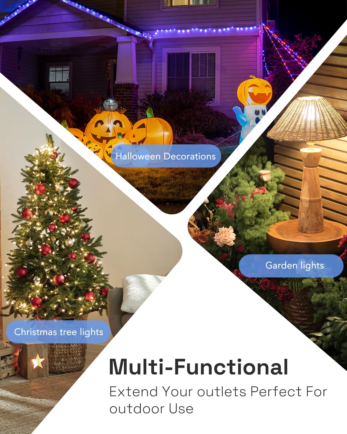 HBN Outdoor Smart Plug Waterproof WiFi Outdoor Outlet Timer with 6 Grounded Outlets, Remote & Voice Control Heavy Duty Yard Stake Plug Compatible with Alexa and Google Assistant No Hub Required