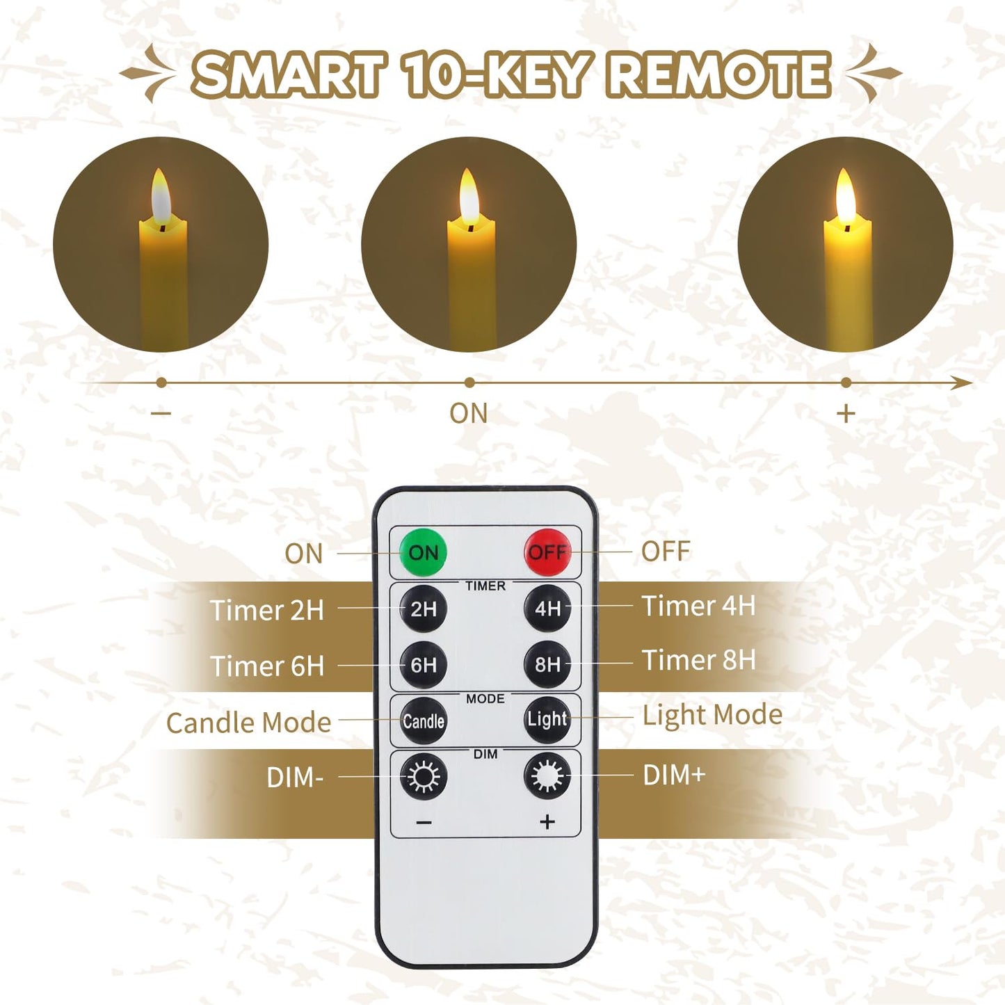 6 Pack Flameless LED Taper Candles With 2 Remotes, Fake Candles With Holders, Battery Operated Pillar 3D Flame Real Wax for Home Decor, Wedding, Table, Festival, Halloween, Christmas