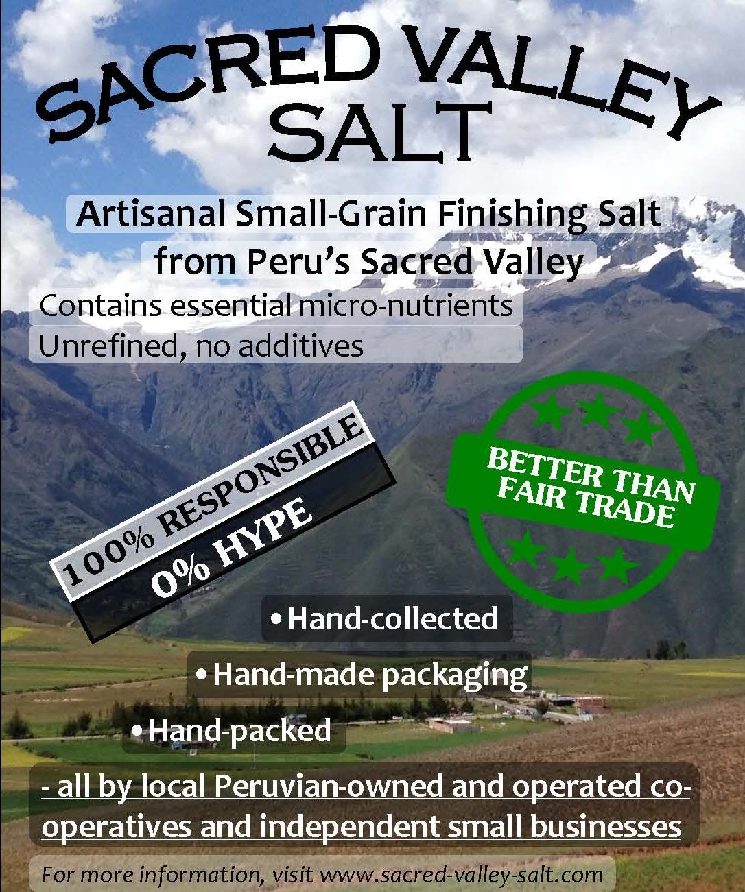 SACRED VALLEY SALT from Maras, Peru - Small Grain Finishing Salt - 4 Pound Bulk Bag