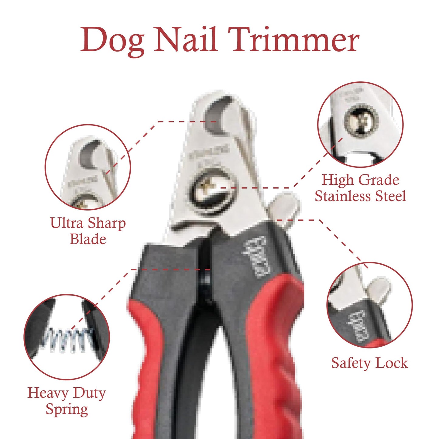 Epica Professional Dog Nail Clipper - Dog Nail Trimmer for Large Dogs - Easy and Safe Pets Grooming Clippers - Cat Claw Trimmer with Safety Guard (Large)