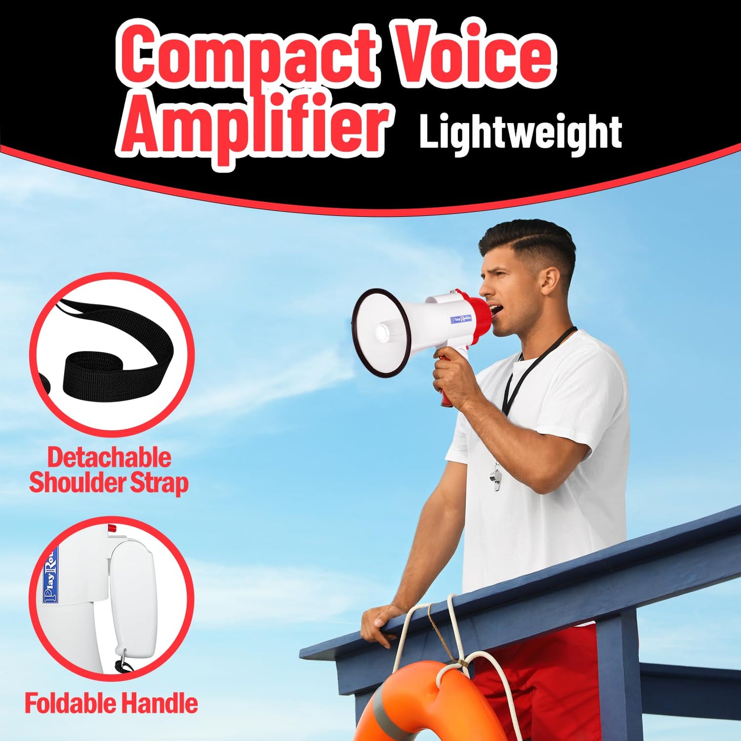 Megaphone Bullhorn | 30-Watt Bull Horn Speaker with Record & Play | Plus Voice Changer for Adults with Siren & Whistle | Blow Horn Loud Speaker with Bluetooth Connection