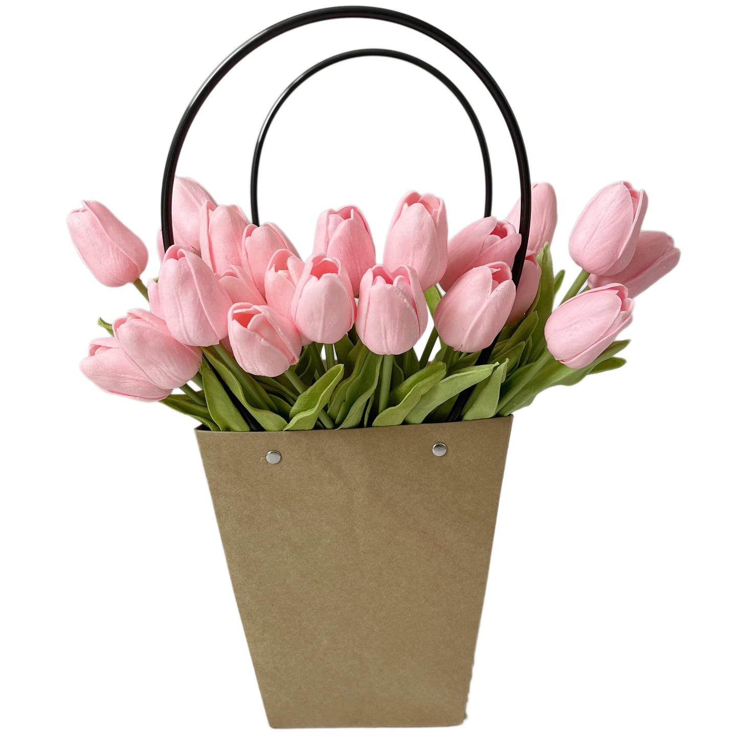 UKELER Pink Tulips Artificial Flowers Bulk 24 Pcs Fragrant Real Touch Artificial Tulip Flowers for Home Kitchen Wedding Birthday Party Decorations