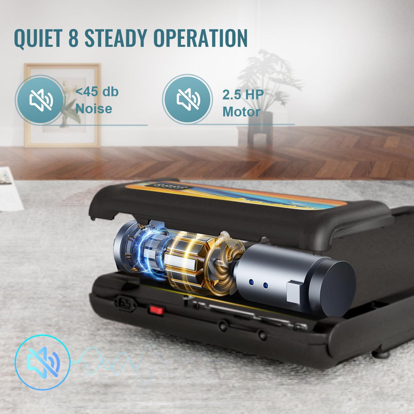 RIVANO Treadmill with Handles, Under Desk Treadmill with Remote Control LED Display, Electric Treadmills for Home Small, 2.5HP Walking Pad Treadmills with Handle Bar, 270LBS Capacity, Orange