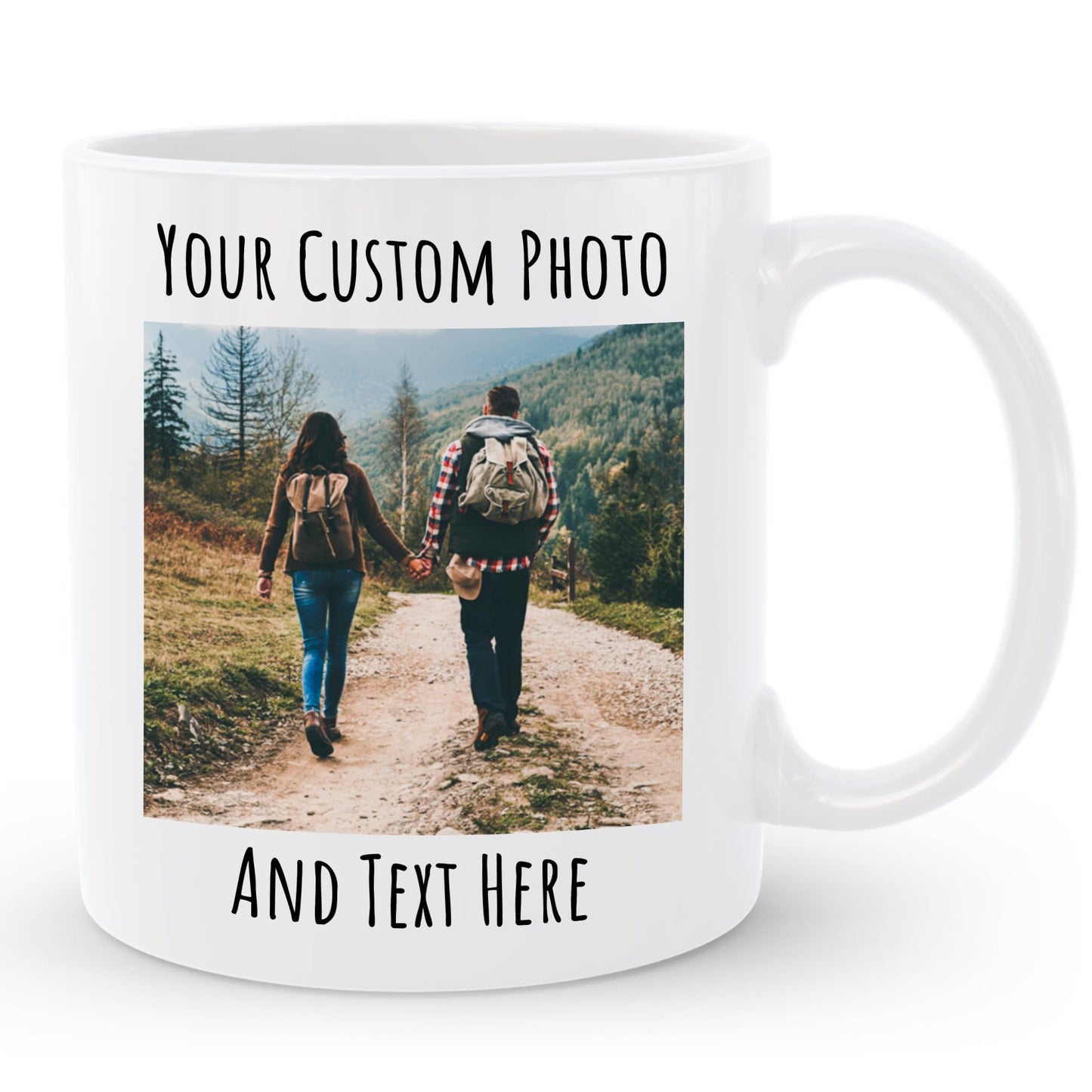 Personalized Coffee Mug, Custom Picture Text or Logo Ceramic Mug, Customized Gift for Men & Women, Taza Personalizada with Photo and Words, Customizable 11 Oz Tea Cup | White