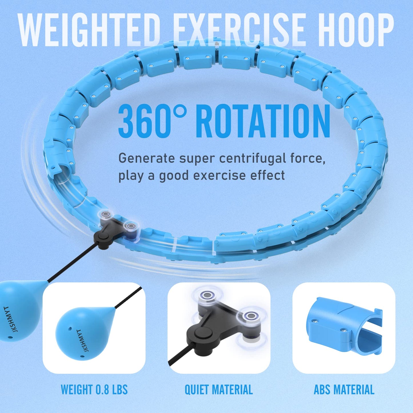 JKSHMYT Weighted Hula Circle Hoops for Adults Weight Loss, Infinity Fitness Hoop Plus Size 47 Inch, 24 Detachable Links, Exercise Hoop Suitable for Women and Beginner