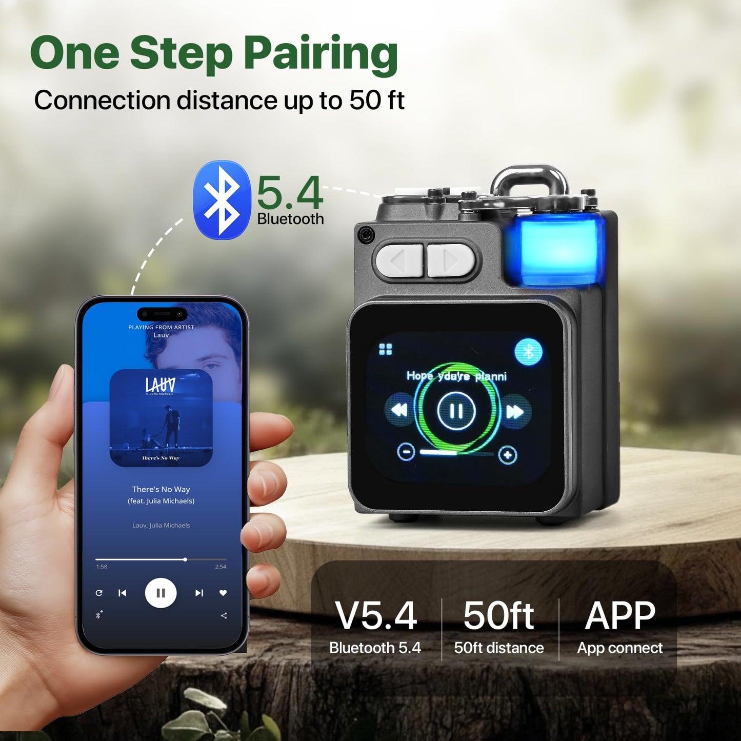 Mini Bluetooth Speaker, Smart Wireless Portable Speaker with Touchscreen, Loud HD Sound, LED Lights, BT5.4, All In One Small Audio for Home/Outdoor/Travel/Shower/Party/Beach/Camping/Hiking/Cycling