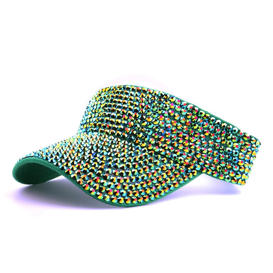 Gudessly Shiny Rhinestones Sport Sun Visor Adjustable Summer Cap Visor Caps for Women Men