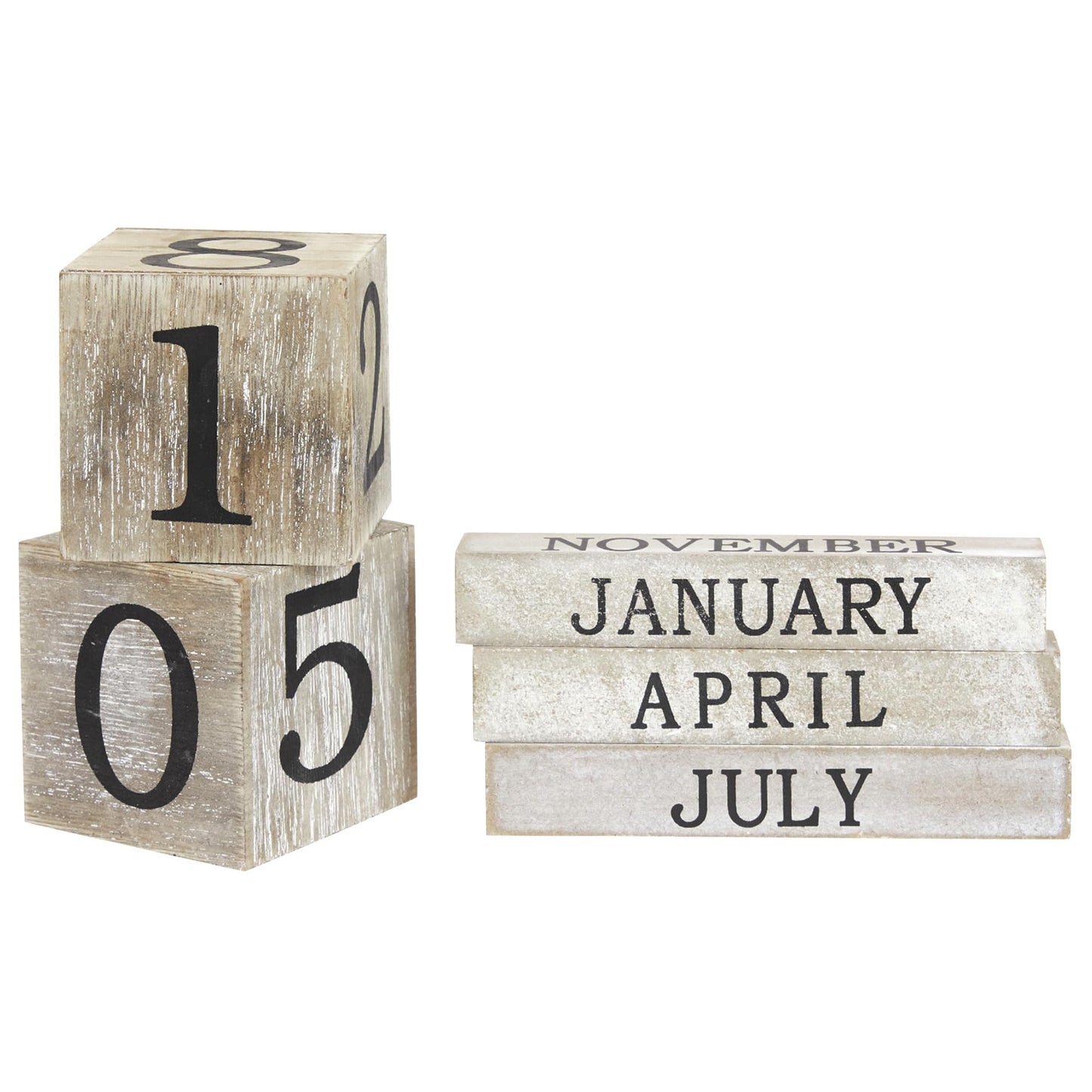 Wooden Perpetual Block Calendar for Desk, Wood Month Date Display Blocks for Teachers, Students, Classroom, Rustic Farmhouse Office Decor, Desk Accessories (5 x 4 In)