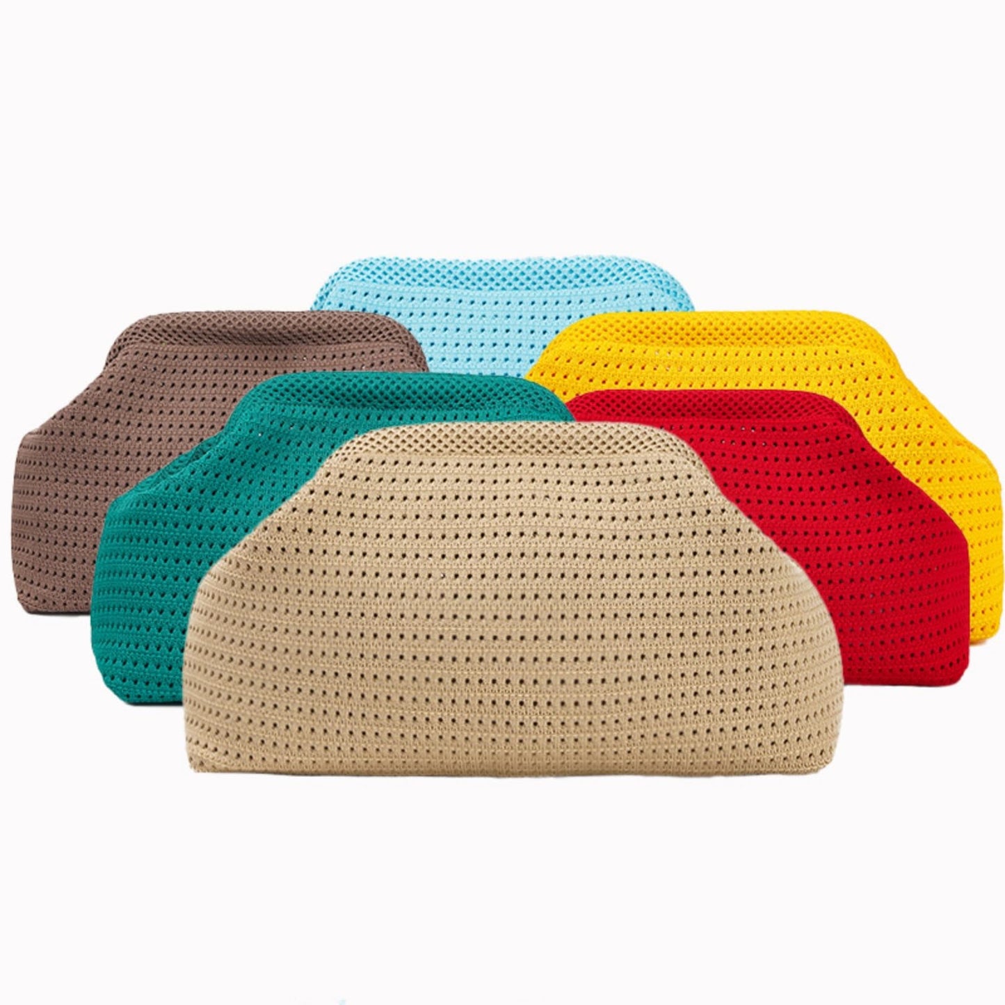 Keridean Crochet Clutch Summer Beach Purse Women 2025 Evening Handbag Woven Chain Crossbody Dumpling Knit Cloud Bag