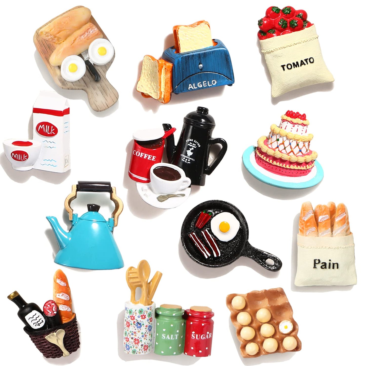 12pcs Food Fridge Magnets for Fridge Fun Cute Magnet Refrigerator Stickers for Kitchen Magnet Decorative Strong Resin Magnets Home Decor Office