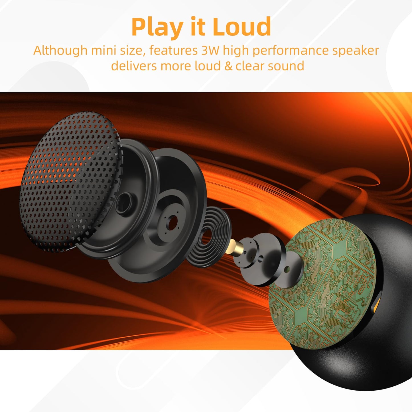 AUKSKY 2Pack Portable Mini Speaker, Bluetooth Tiny Speaker,Wireless Micro Speaker for Phone/PC/Tablet, Rechargeable Battery, Built-in Microphone, Cute Mini Speaker with Strap to Carry, Black