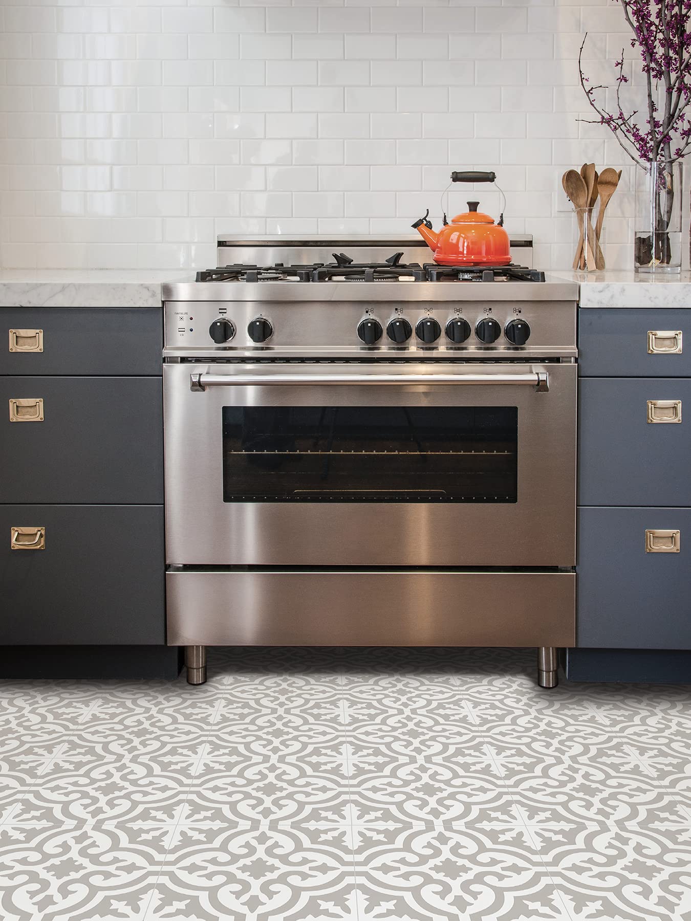 FloorPops FP3895 Emilia Peel & Stick Floor Tiles, Neutral