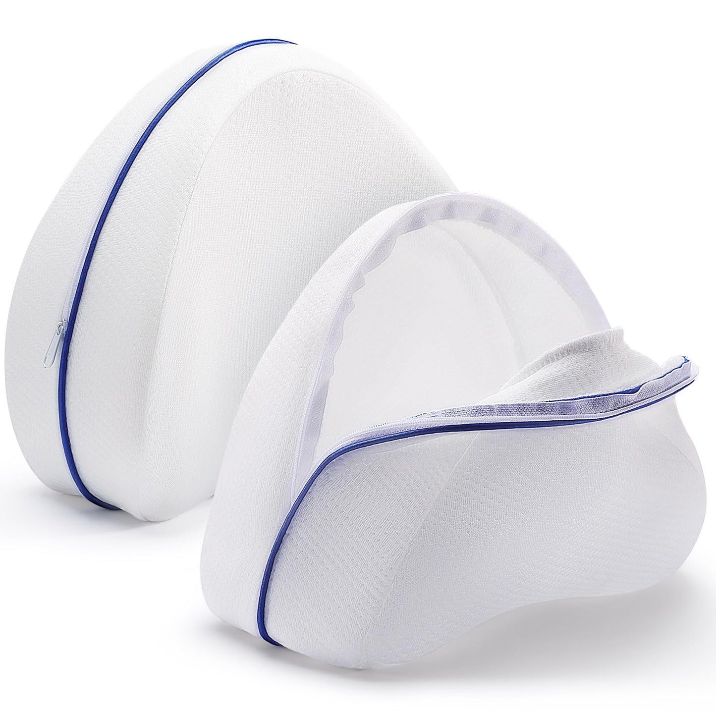 Noverlife 2 Pack Leg Pillow Covers for Contour Knee Pillow, Zippered Pillowcover ONLY, Replacement Pillow Cases for Memory Foam Knee Pillows Washable Pillowcases for Heart Shaped 10x9inch Leg Pillow