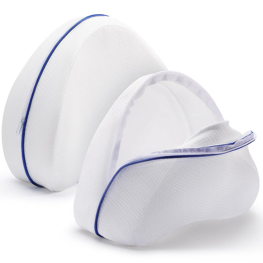 Noverlife 2 Pack Leg Pillow Covers for Contour Knee Pillow, Zippered Pillowcover ONLY, Replacement Pillow Cases for Memory Foam Knee Pillows Washable Pillowcases for Heart Shaped 10x9inch Leg Pillow
