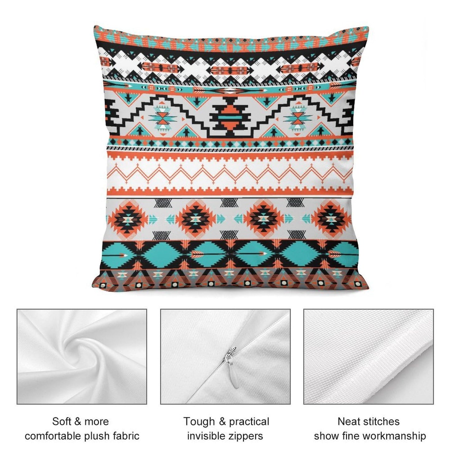 Yoakiet Aztec Pillow Covers,Boho Colourful Vintage Traditional Abstract Geometric Aztec Texture Pillow Covers with Hidden Zipper Set of 2 for Bedroom Living Room Sofa Cushion16 x16