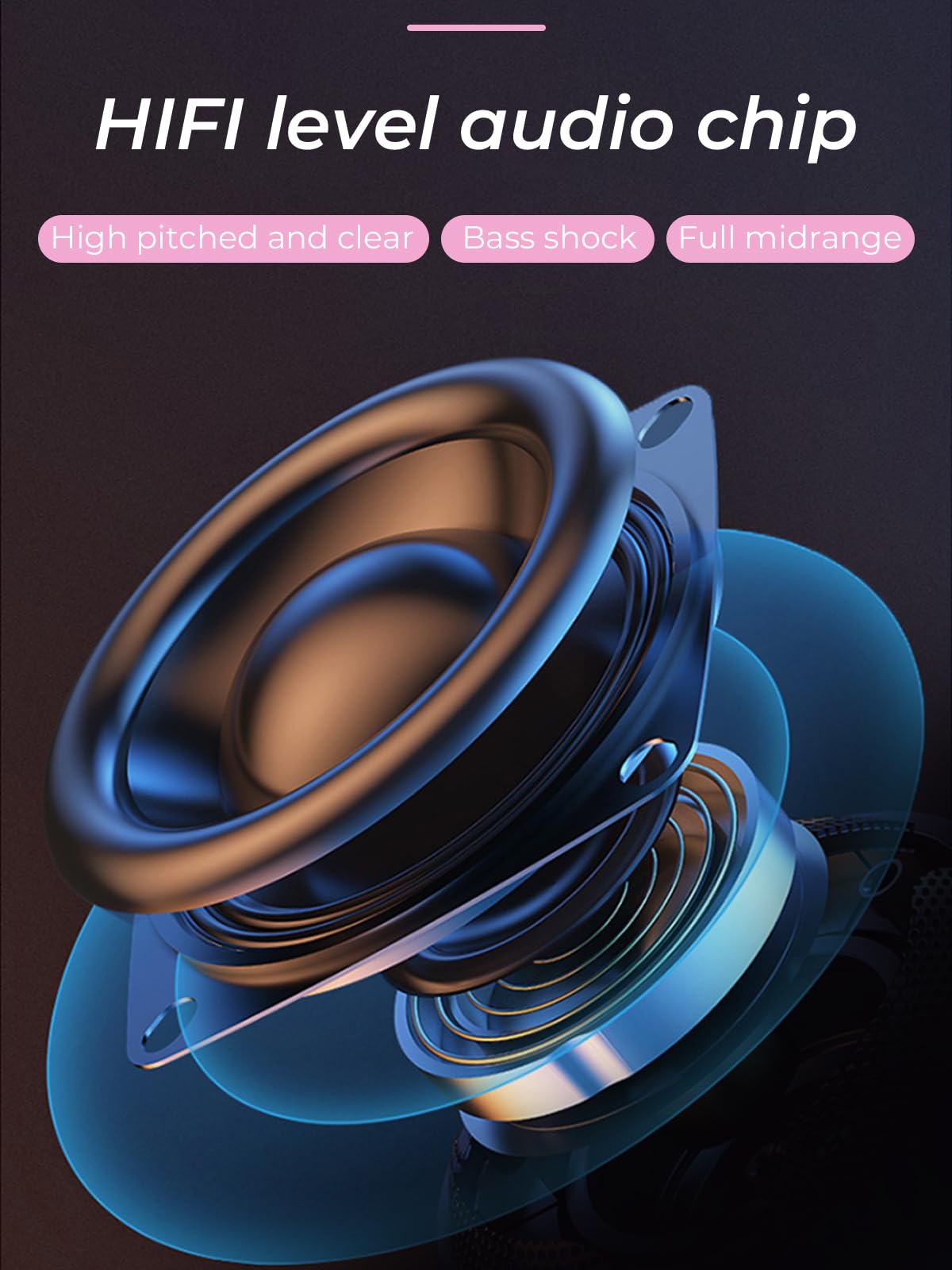 PEICHENG Speaker, Small Portable Bluetooth Wireless IPX5 Waterproof Shower Speaker,Loud Stereo Sound Deep Bass,TWS Paire, RGB Lights,Long Playtime for Outdoor Party, Great Gift,1PC(Pink)