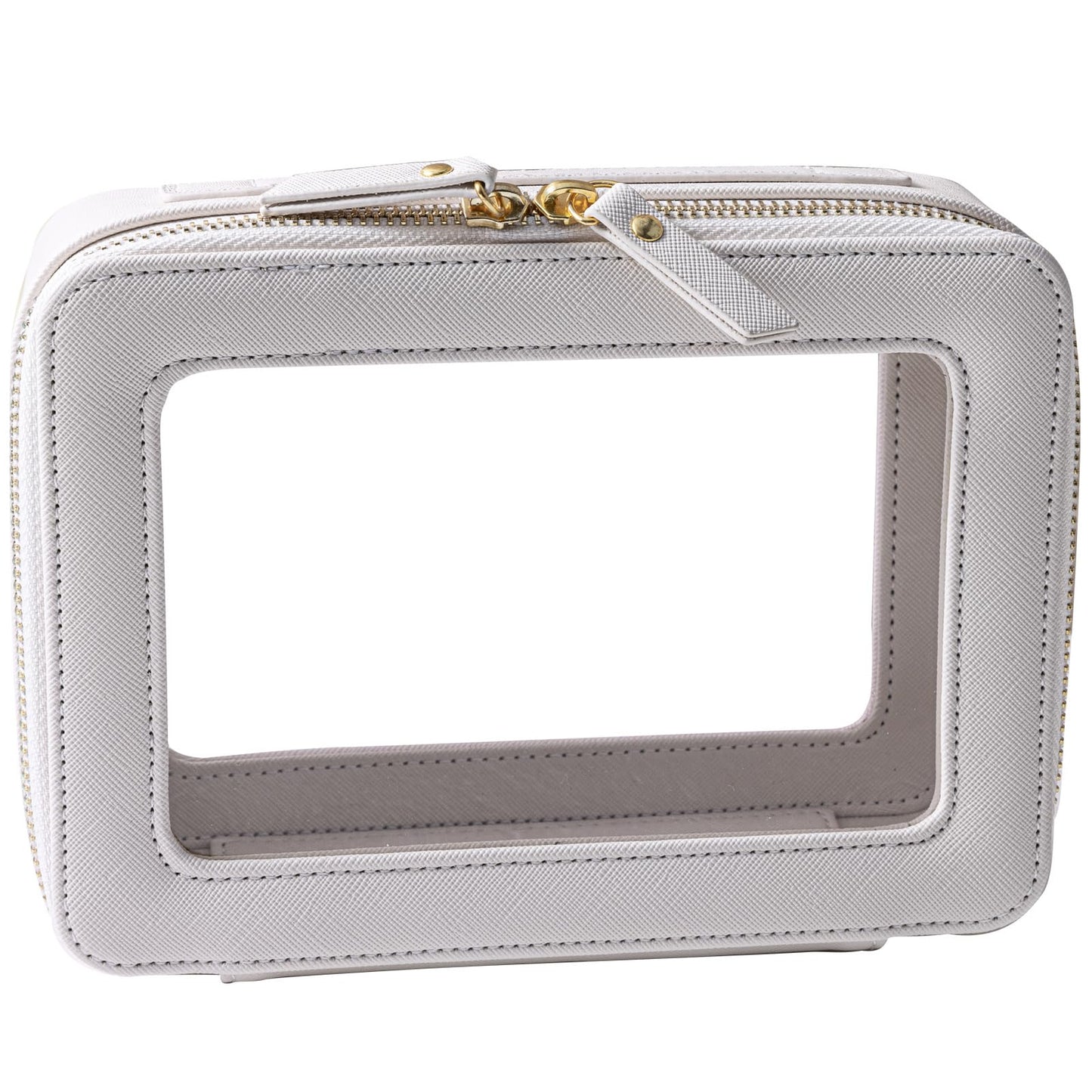 SANHECUN Toiletry bag waterproof cosmetic organizer with handle large opening for travelling car organizer (White)