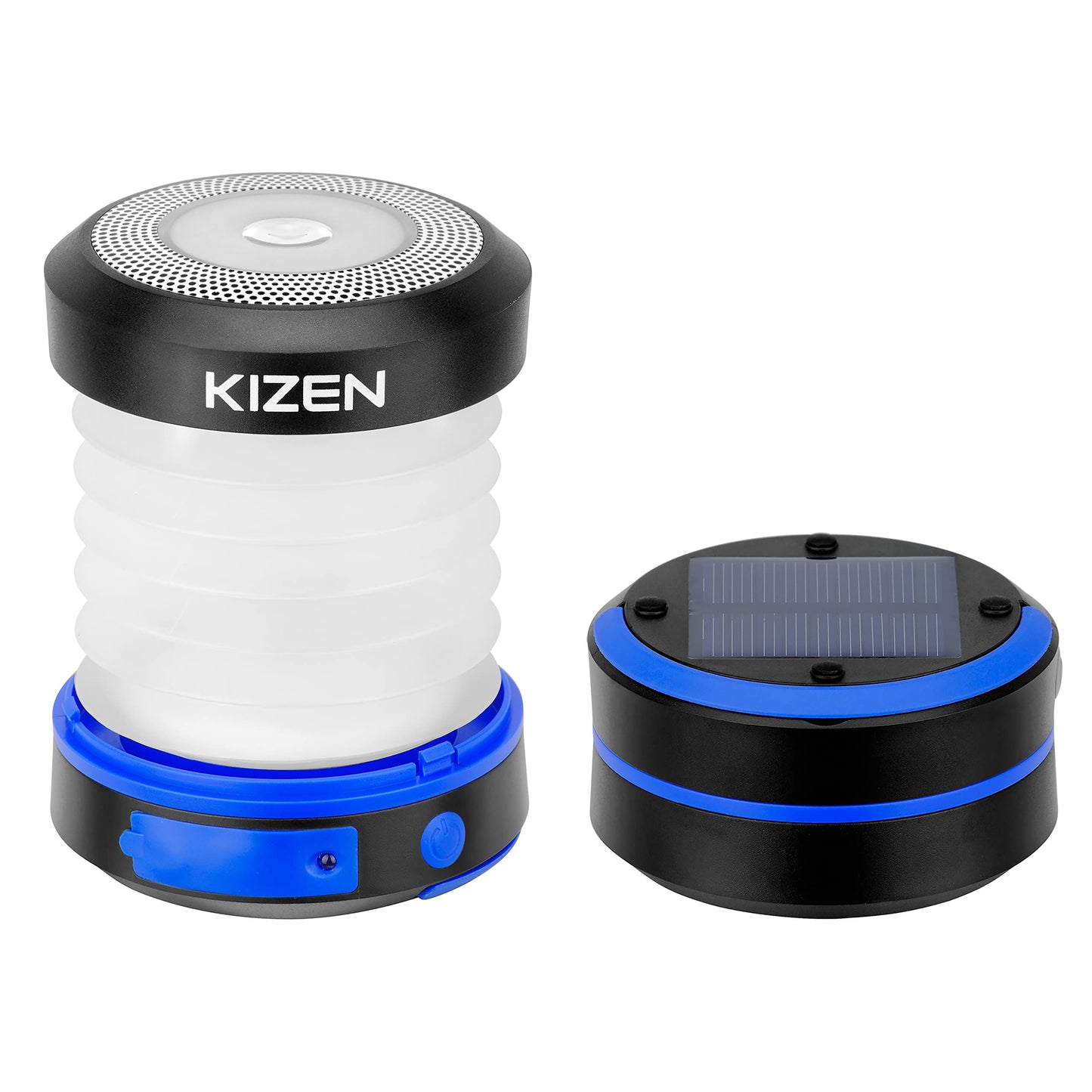 Kizen Solar Camping Lantern Rechargeable - LED Lanterns for Power Outages, Camping Lights, Emergency Flashlight - Collapsible & Rechargeable Lamp with Solar or Plug