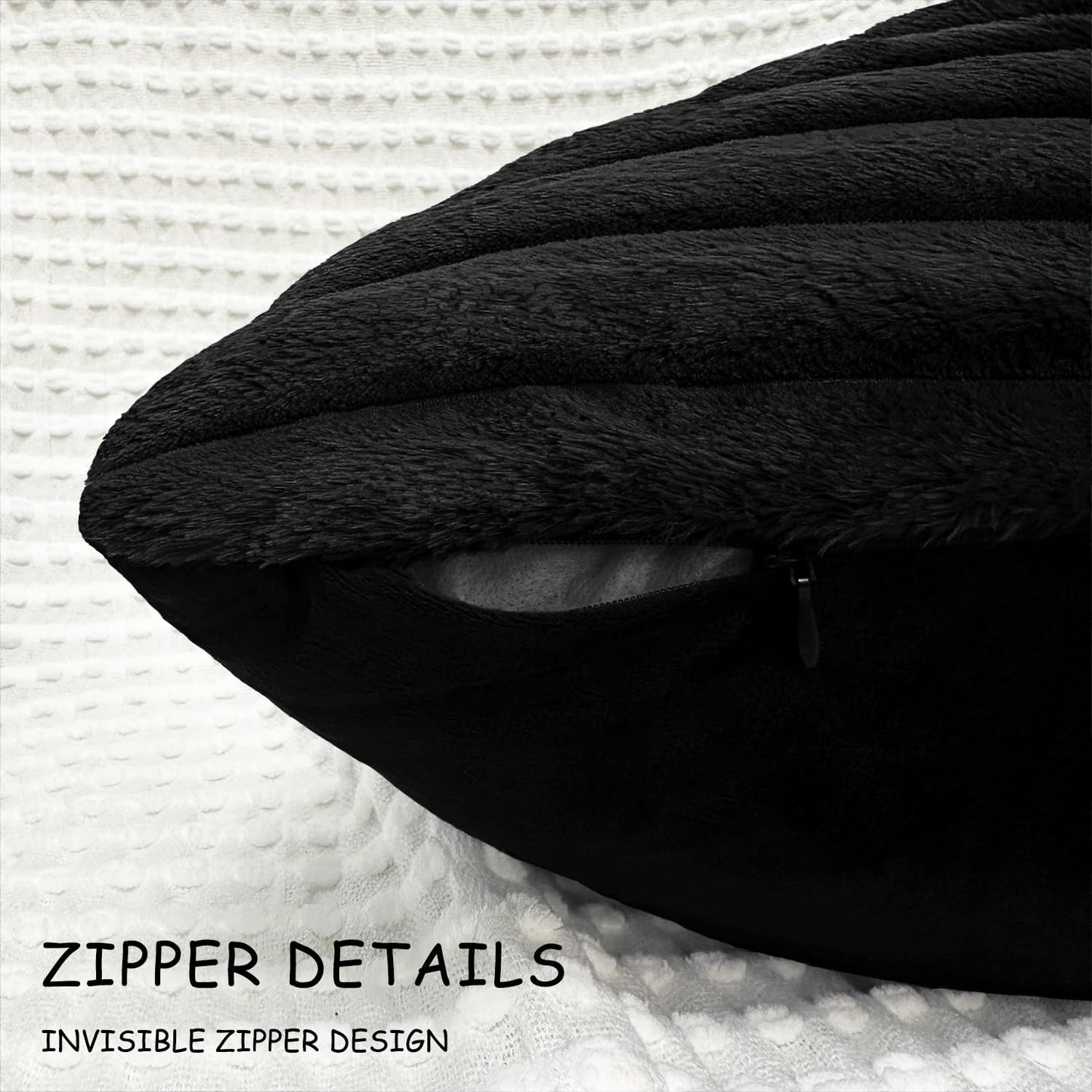 Bunliuys 2 Pack Pillow Covers, 20x20 Faux Fur Square Throw Pillow Covers for Living Room Decorations Throw Pillow Case, Throw Pillow Cover Cushion Cover for Home Sofa Bedroom Car, Black