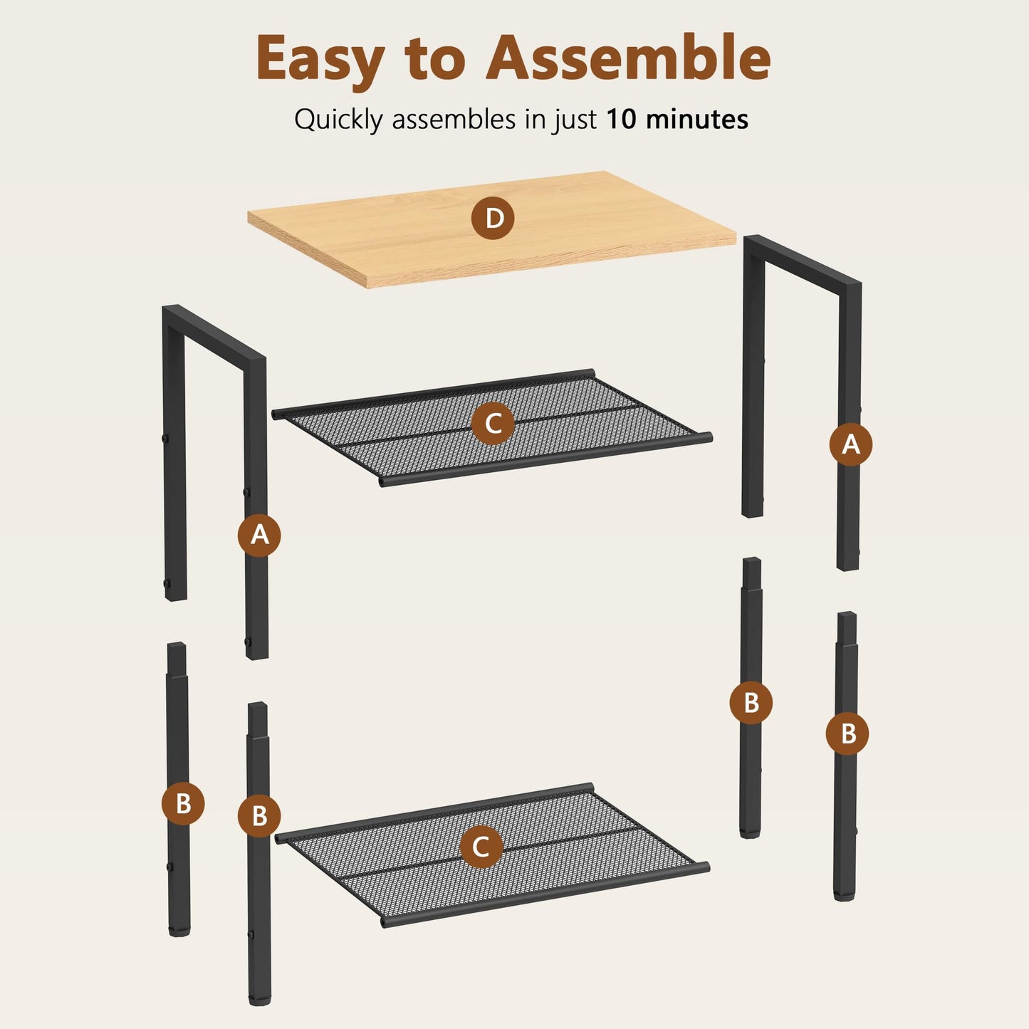 Hoctieon 2-Set 3 Tier End Table, Telephone Table Set of 2, Tall Side Table with Storage Set of 2, Small Nightstand for Small Spaces, Metal Frame, Black+Yellow Oak