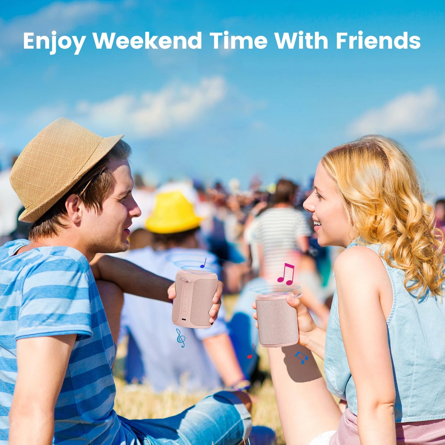 Bluetooth Speaker Wireless,IP67 Waterproof & Dustproof Portable Speaker with Lights,15W Loud Stereo Sound, 2500mAh Battery All Day Playtime, TWS Pairing, BT5.3, Home/Party/Outdoor/Beach (Pink)