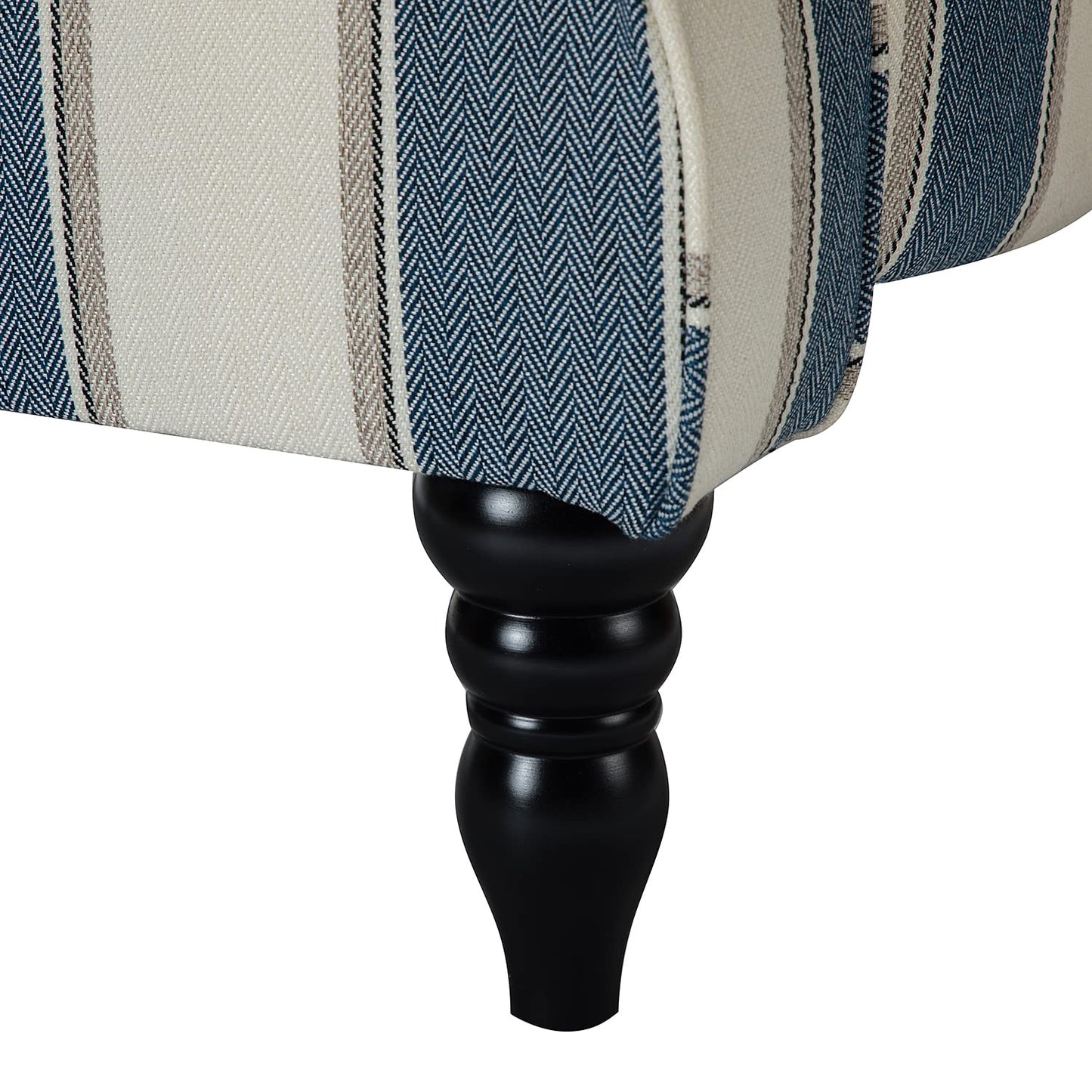 HULALA Home Upholstered Wingback Recliner Chair, Small Adjustable Footrest Push Back Single Reclining Sofa, Mid Century Modern Lounge Armchair for Living Room, Bedroom, Reading/Stripe Navy