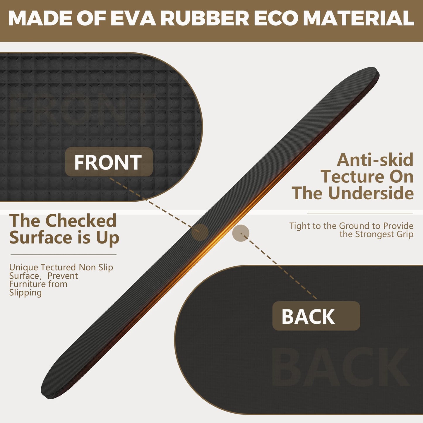 8 Pack Non Slip Furniture Pads for Recliner, 30in Anti Slip Recliner Pads for Hardwood Floors, Furniture Rail Pad for Hardwood Floor, Recliner Floor Protector, Furniture Grippers to Prevent Sliding