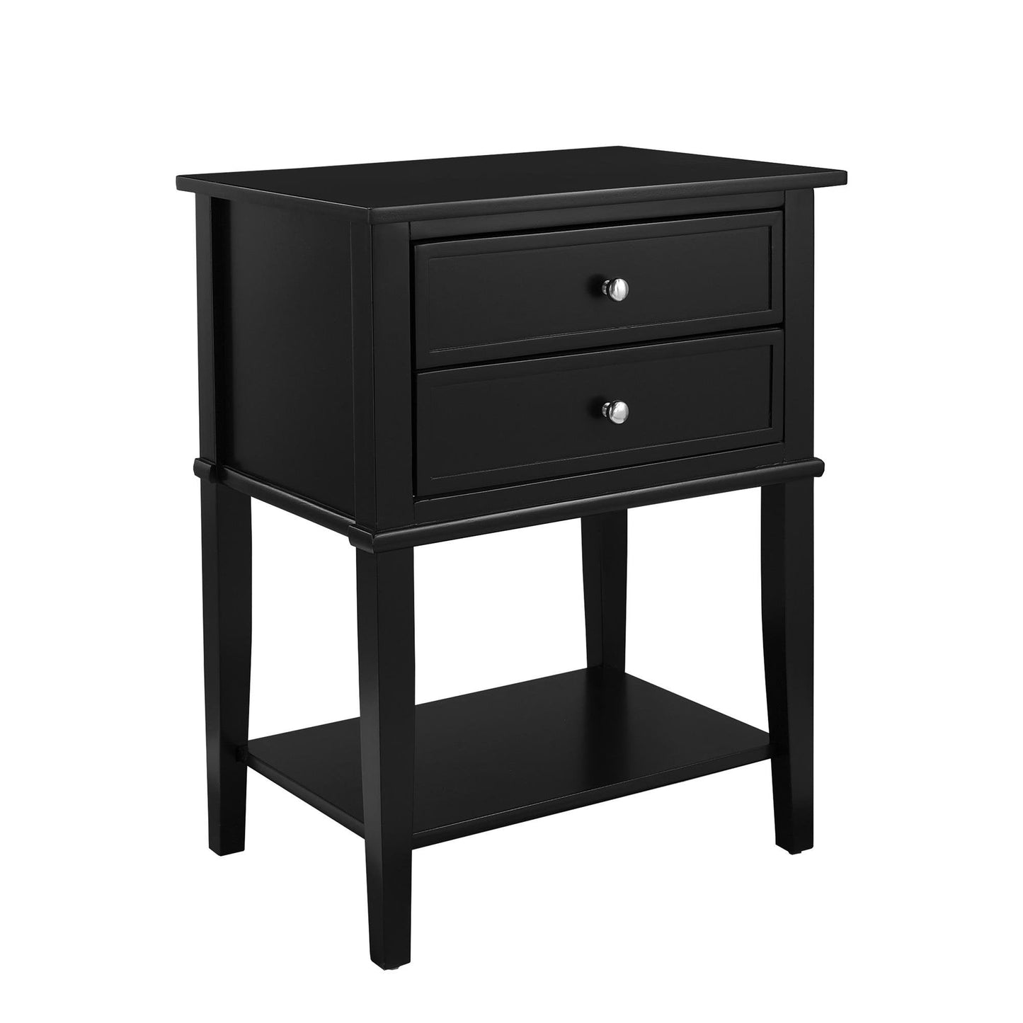Ameriwood Home Franklin Accent Table with 2 Drawers, Black Finish, Engineered Wood Construction