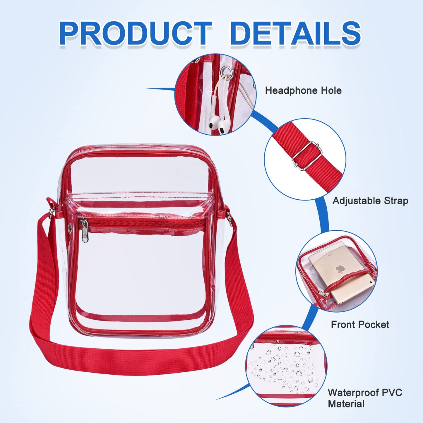 USPECLARE Clear Purse for Stadium Events Clear Messenger Bag for Men and Women