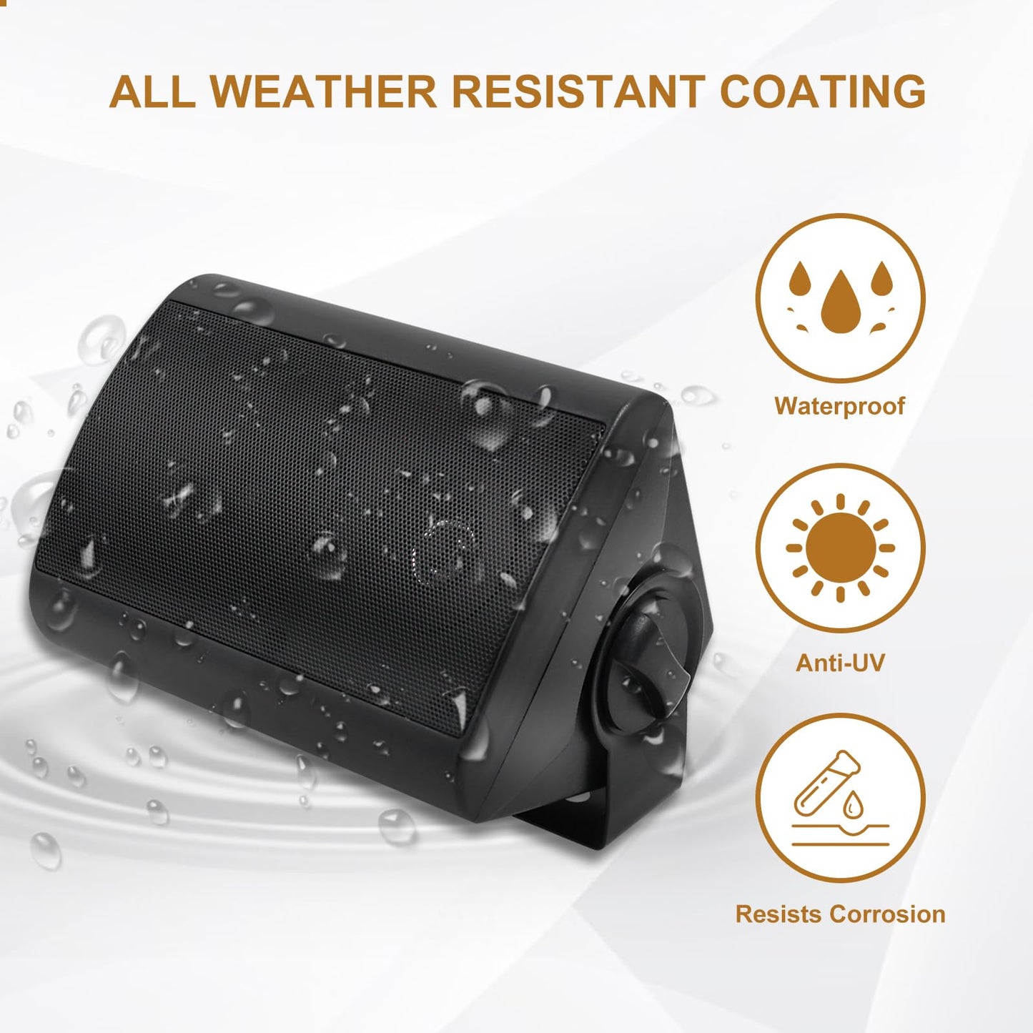 Herdio 4 Inch Outdoor Speakers with Bluetooth 4 Channel Amplifier for Indoor Outdoor Patio,Deck, Waterproof Wall Mount System (4 Speakers)