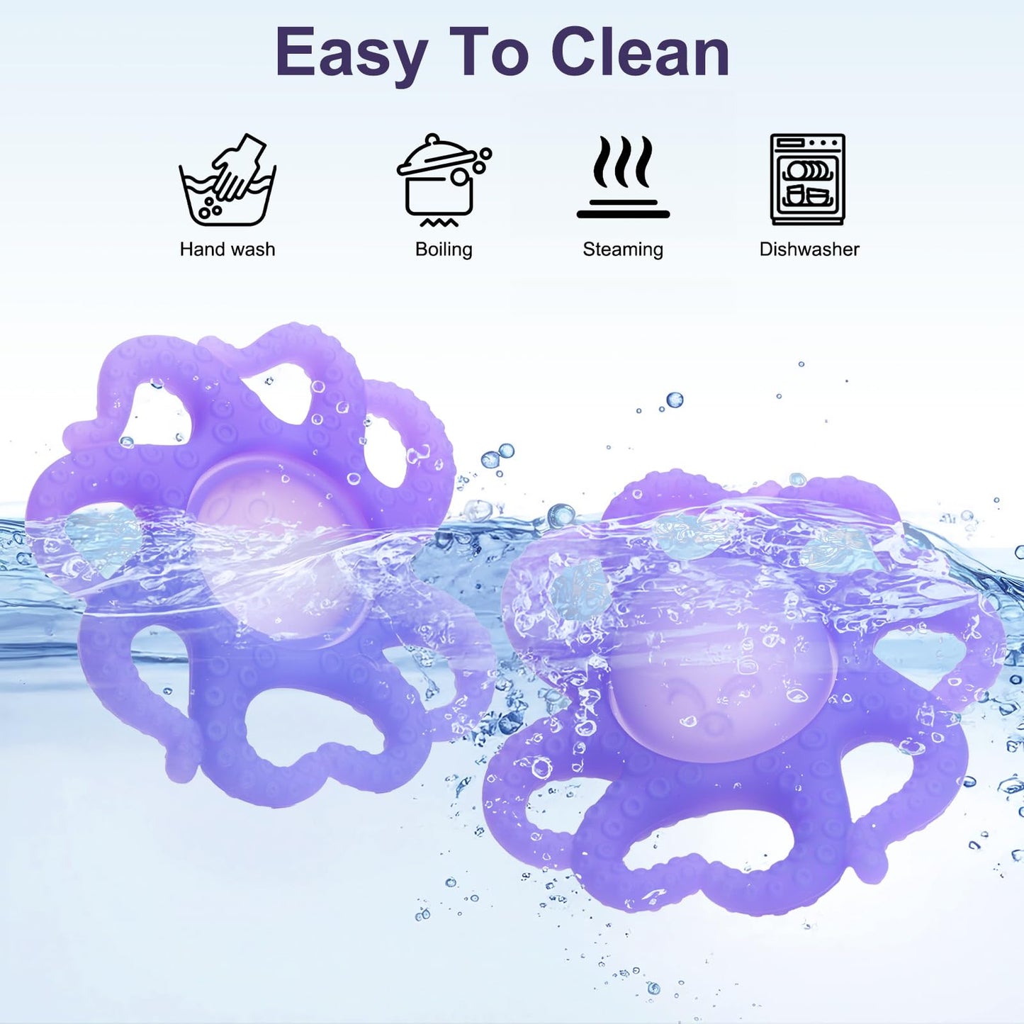 Baby Teething Toys 3-6 Months, Octopus Baby Teethers 6-12 Months, Silicone Teether Toy for Infants Relief 0-12 Months, BPA-Free Chew Toy for Soothing Sore Gums, Newborn Sensory Toy Gift for Boy Girl-A