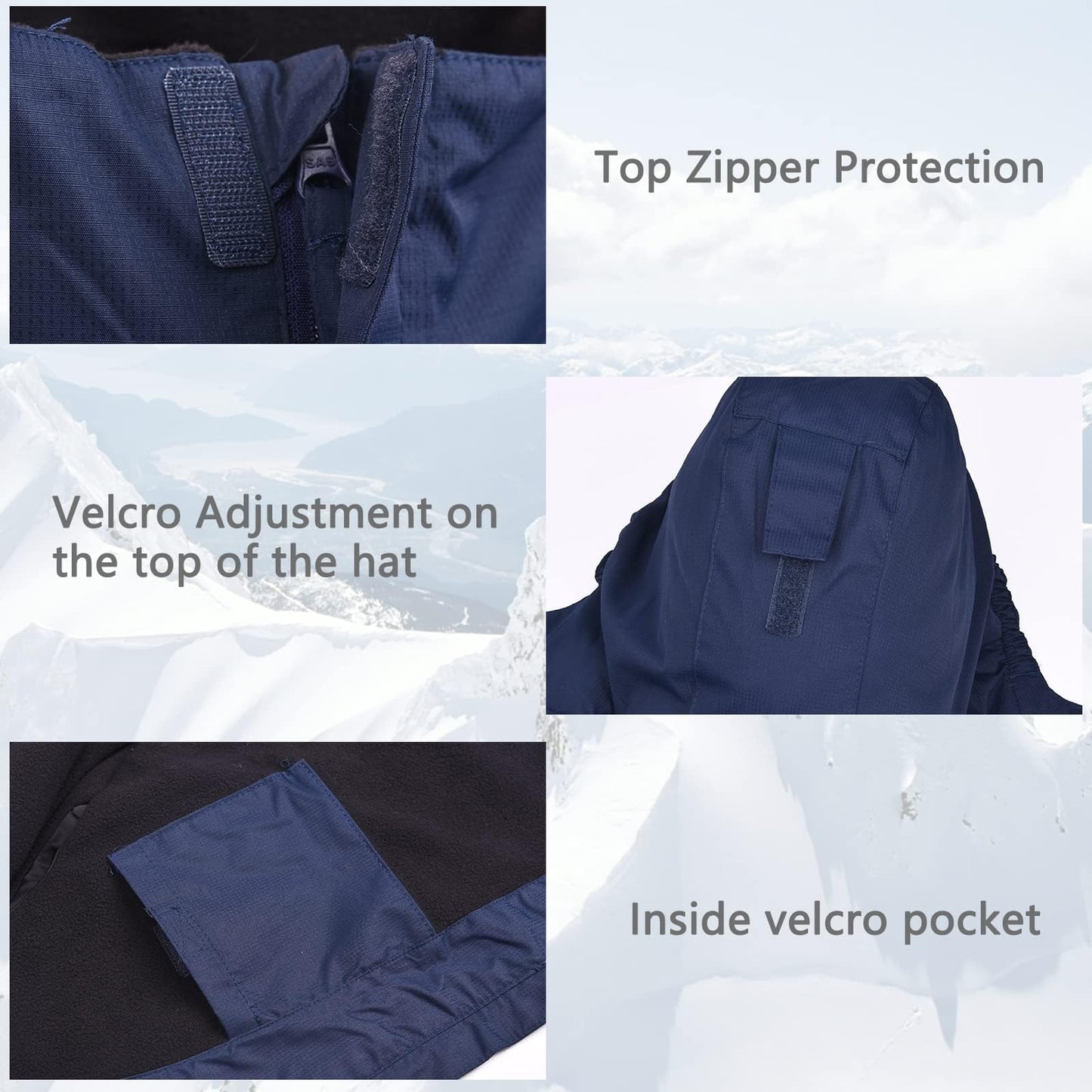 ENDIRAD Kids Rain Jackets for Boys Size 5t-6t, Lightweight Windproof Raincoat - Hooded Spring Jackets, Warm Fleece Winter Coat for Kids (Navy)