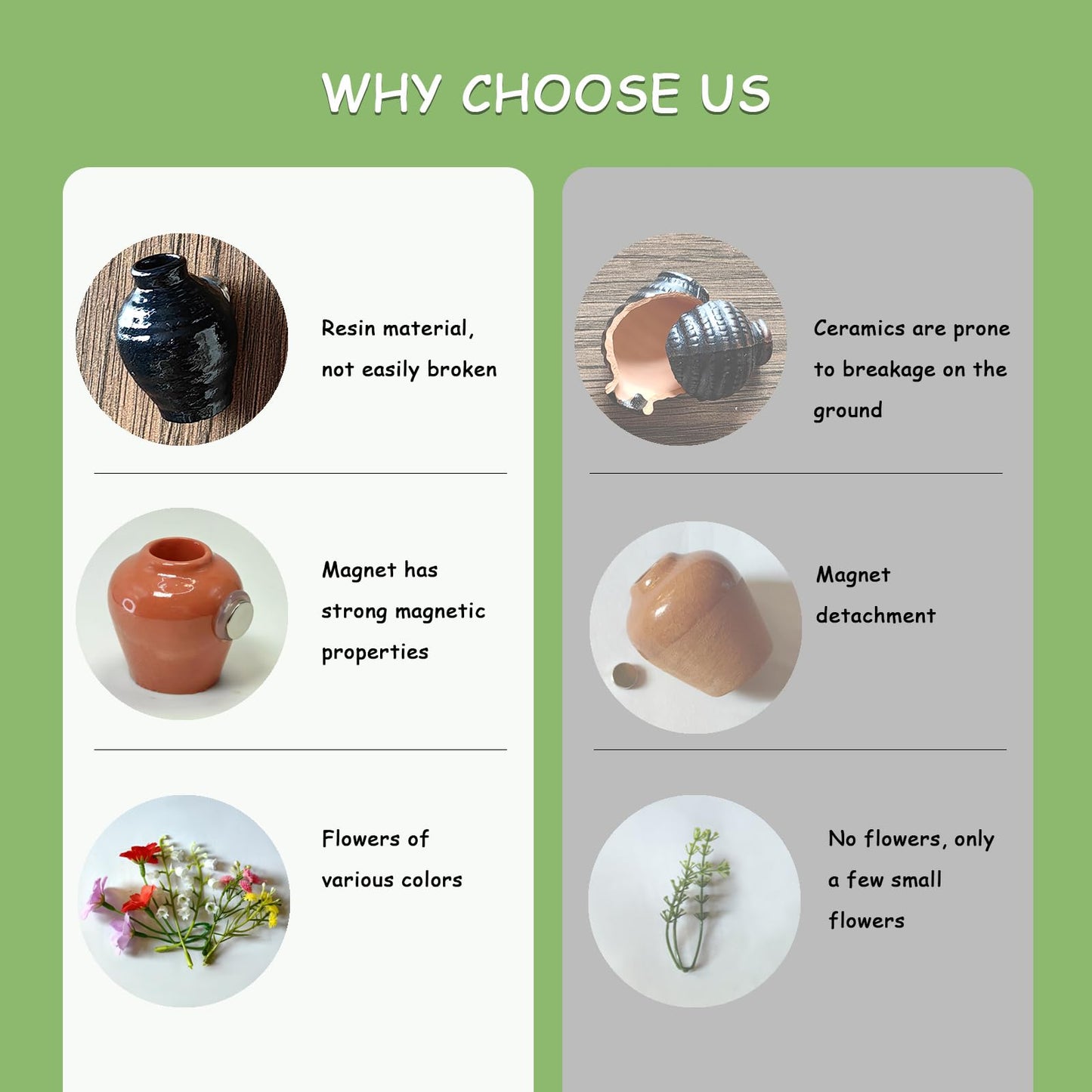 Cute mini Vase Fridge Magnets, 3D Resin vase Refrigerator Magnets, Shatterproof Multifunctional and Fun Fridge Accessories for Decoration in Kitchens, Offices, Or Magnetic Surfaces(8Pcs)