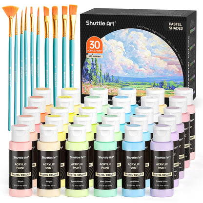 Shuttle Art Acrylic Paint, 50 Colors Acrylic Paint Set, 2oz/60ml Bottles, Rich Pigments, Water Proof, Premium for Artists, Beginners and Kids on Canvas Rocks Wood Ceramic Fabric