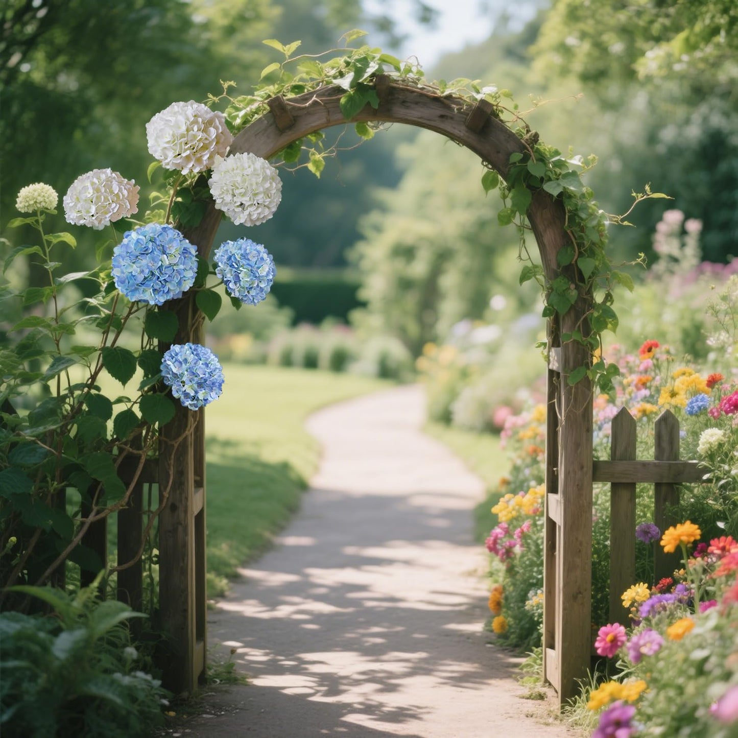 NMAIYA White Hydrangea Artificial Flowers 4Pcs 26" Large Faux Hydrangeas Outdoor Lifelike Silk Flowers with Long Stem Wedding Flower Bouquet Centerpieces for Table Party Home Decoration Indoor