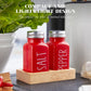 Red Salt and Pepper Shakers Set with Holder - Dopeca Glass Salt Shaker with Wood Tray for Kitchen Counter - Red Kitchen Decor and Accessories - for Christmas Kitchen Housewarming Gift - 2.7 oz