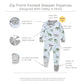 Burt's Bees Baby Baby Boys Pajamas, Zip-front Non-slip Footed Pjs, Organic Cotton and Toddler Sleepers, Happy Herbivores, 12 Months US