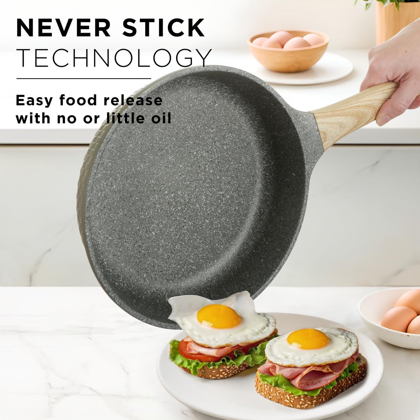 KASANOVA 10Pcs Cookware set, Die-cast Aluminum pots and pans, Nonstick frying pans and casseroles, Induction safe, PFOA-free (Green, 10 pcs)