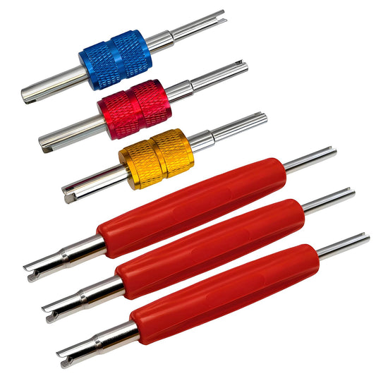 6Pcs Valve Core Removal Tool Kit, R134A R12 A/C HVAC Valve Core Removal Tool Set,Schrader Valve Stem Core Remover Tool, Air Conditioning Line Repair Tools for HVAC R22 R32 R410A Systerm