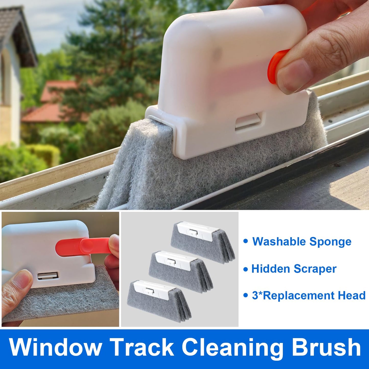 XANGNIER Window Sill Cleaner Tool,10 Pcs Magic Door Window Track Cleaning Tools Kit,Sliding Door Track Cleaner,Groove Crevice Cleaning Brush for Tile Lines/Shutter/Car Vents/Air Conditioner/Keyboard