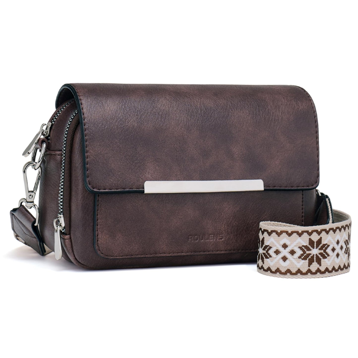 Roulens Crossbody Bags for Women Small Crossbody Wallet Purses with Card Slots Leather Shoulder Handbags Travel/Daily Use