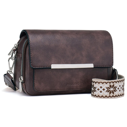 Roulens Crossbody Bags for Women Small Crossbody Wallet Purses with Card Slots Leather Shoulder Handbags Travel/Daily Use