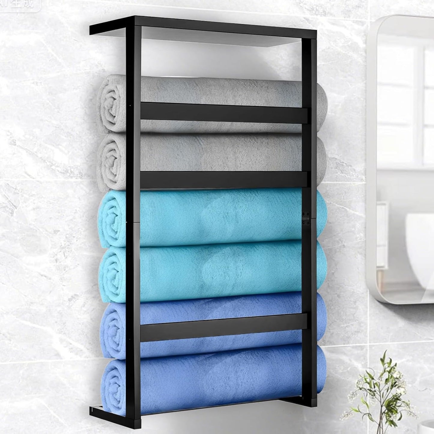 Bamboo Wall Mounted Blanket Ladder,4-Tier Towel Racks Blanket Quilt Towel Holder Construction Home Decor,Easy Assembly,Perfect for Bedroom,Living Room,and Bathroom