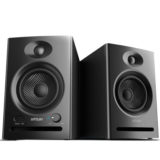 Ortizan C7 Dual-Mode 2.0 Studio Monitors, Active Monitor Speakers for Near Field Music Production, Bluetooth 5.3 Wireless Computer PC Monitor Gaming Bookshelf Speakers(Pair, Black)