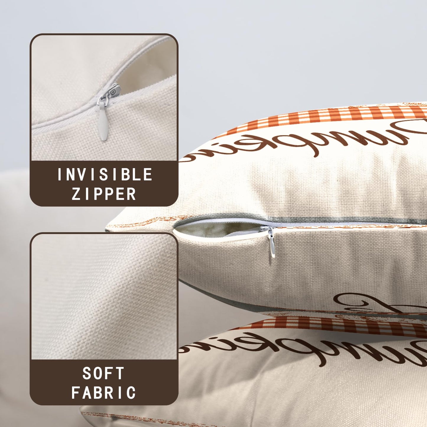 Wnoesat Hello Fall Pumpkin Pillow Covers 18x18 Set of 2 Autumn Maple Leaves Burnt Orange Outdoor Throw Pillows Case Farmhouse Thanksgiving Decorative Cushion Covers for Home Couch Sofa