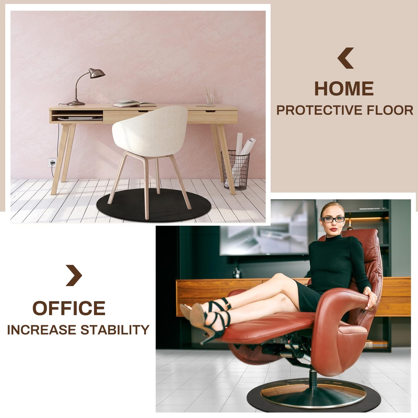 Timgle 2 Pcs 27.25 Inch Non Skid Rubber Furniture Pad Chair Pad for Recliners Anti Slip Furniture Rubber Mat for Recliners for Protecting Hardwood Floor Recliners Swivel Chairs(Round)