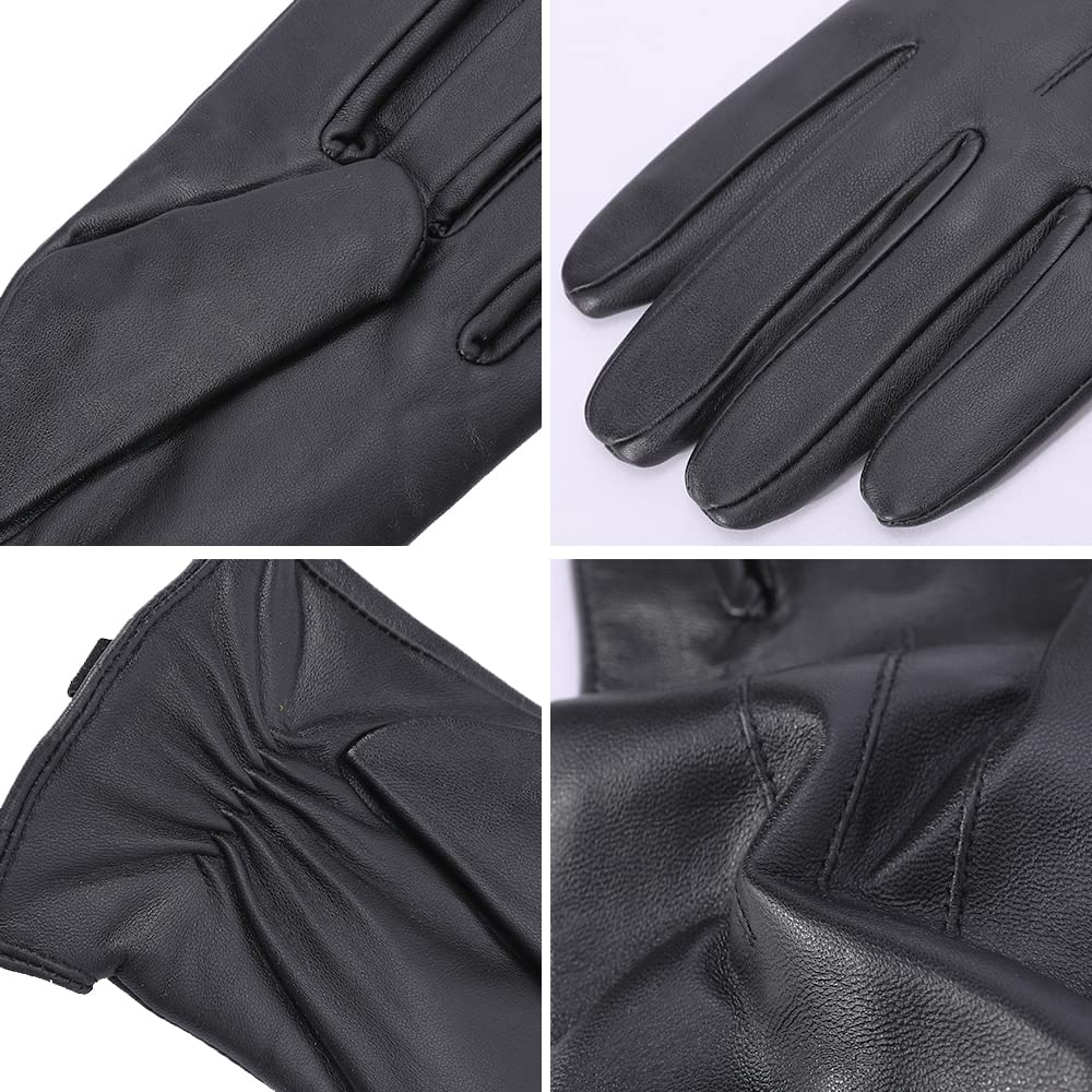 MGGMOKAY Mens Nappa Lambskin Leather Gloves(100% Cashmere Lining),Black,X-Large