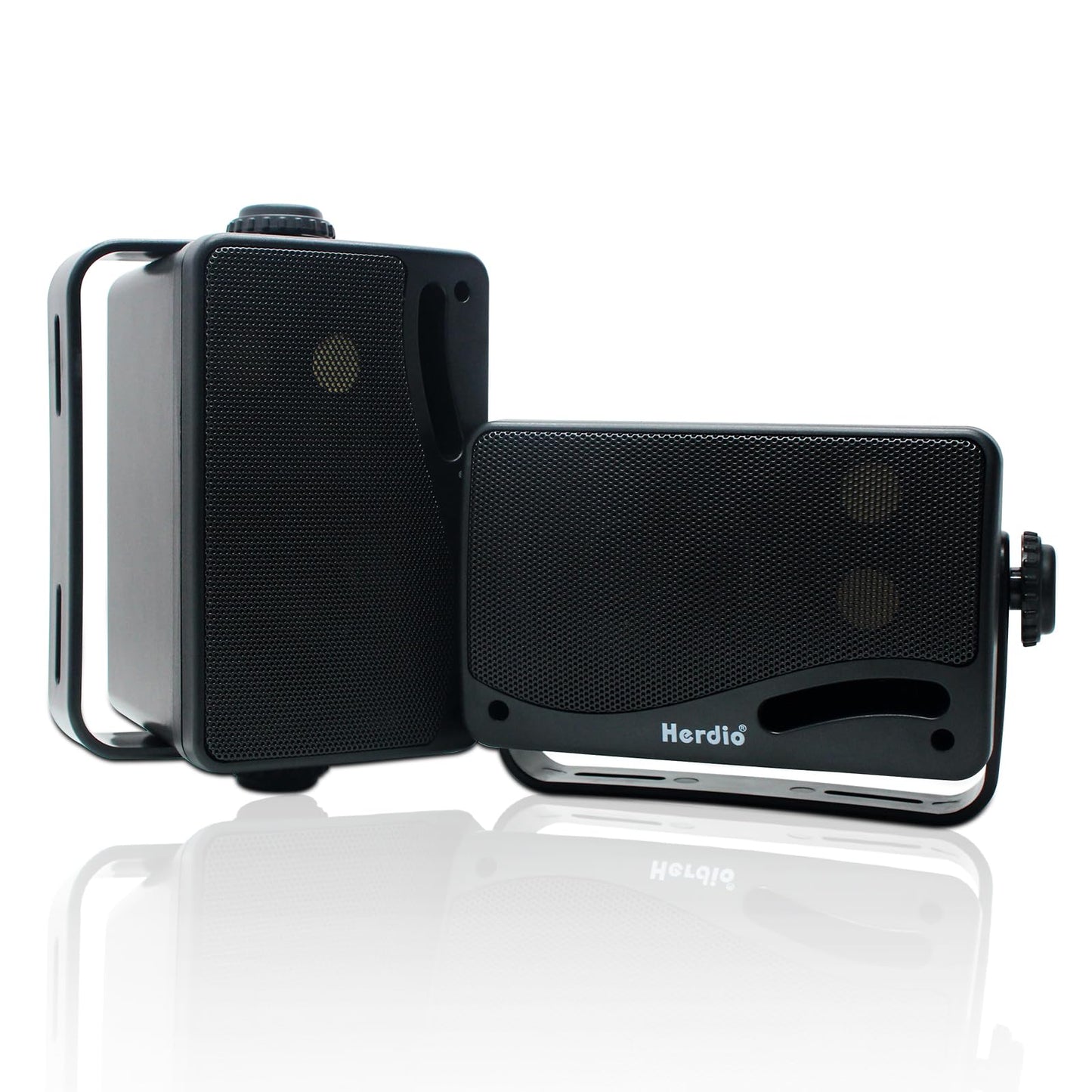 Herdio 3.5" Outdoor Bluetooth Speakers Wired Waterproof, 200W 3 Way Upgrade Premium Wall Mount Speakers, Durable Mountable Loud Sound System for Patio Indoor Deck Garage (Black Pair)