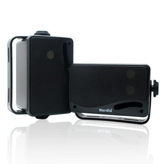 Herdio 3.5" Outdoor Bluetooth Speakers Wired Waterproof, 200W 3 Way Upgrade Premium Wall Mount Speakers, Durable Mountable Loud Sound System for Patio Indoor Deck Garage (Black Pair)